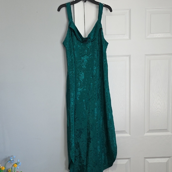 california dynasty Dresses & Skirts - Teal Floral Jacquard Maxi Slip Dress